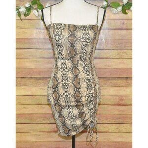 NWT Windsor Brown Snakeskin Sexy Bodycon Ruched Mini Dress Sleeveless Size M